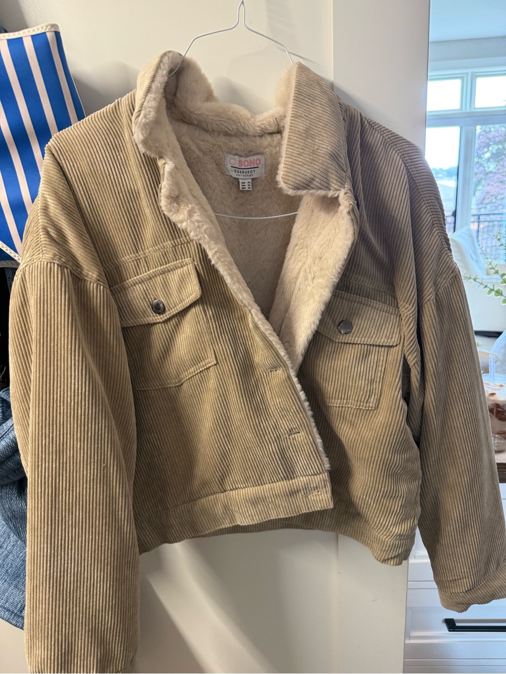 Ci Sono Beige Corduroy Teddy-Lined Jacket